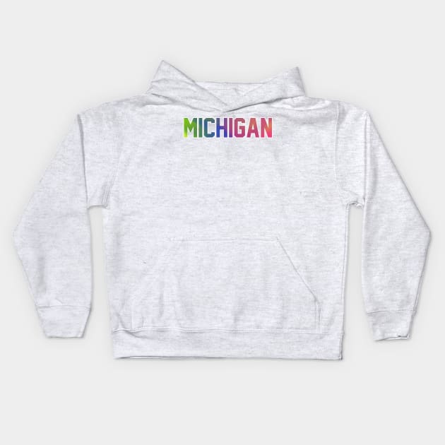 Michigan tie Dye State Letters Kids Hoodie by maccm